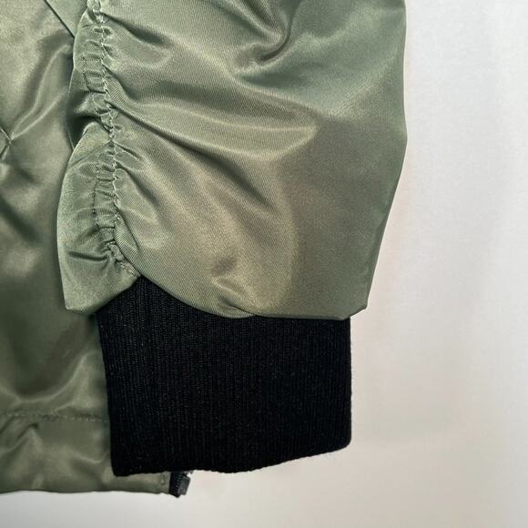 Madden Girl Insulated Bomber Jacket Coat Army Sage Green Orange - Picture 4 of 16